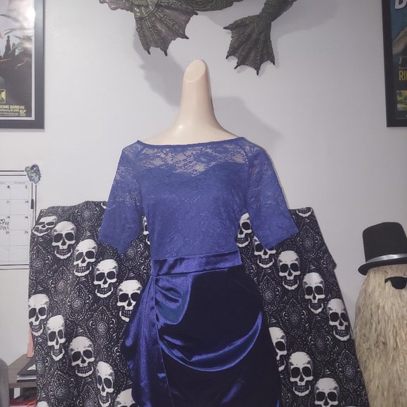 Blue Satin dress NWOT - Picture 5 of 11